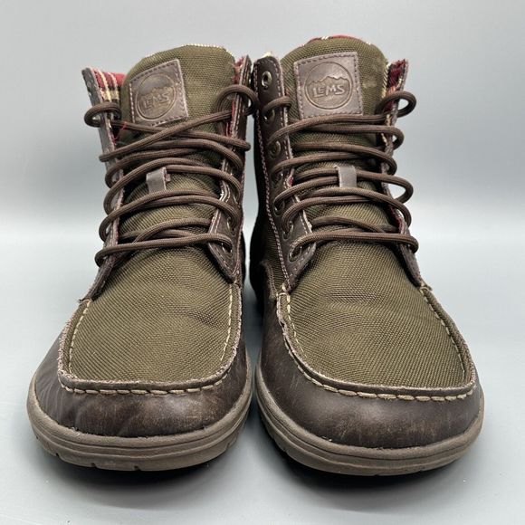 Lems Boots Mens 9.5 Womens 11 Boulder Hiking Timber Brown Olive High Top Shoes - Picture 4 of 10